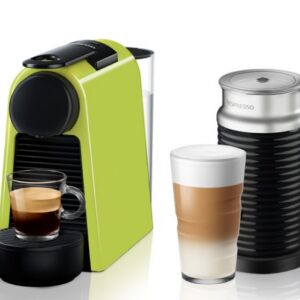 Nespresso Essenza Bundle Mini Automatic Espresso Machine with Aeroccino Milk Frother - Pyramid Lime Green