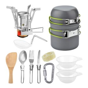 Ultra-Light Portable Outdoor Camping Cookware Stove Cutlery 13 Piece Set