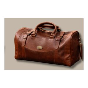 LEATHER GYM BAG - DARK BROWN