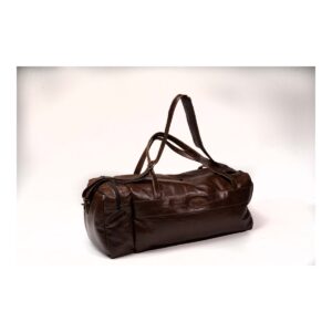LEATHER OVERNIGHT BAG - DARK BROWN
