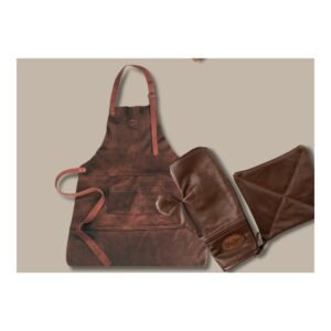 LEATHER APRON & GLOVE COMBO - DARK BROWN