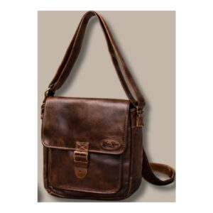 LEATHER MANBAG - DARK BROWN