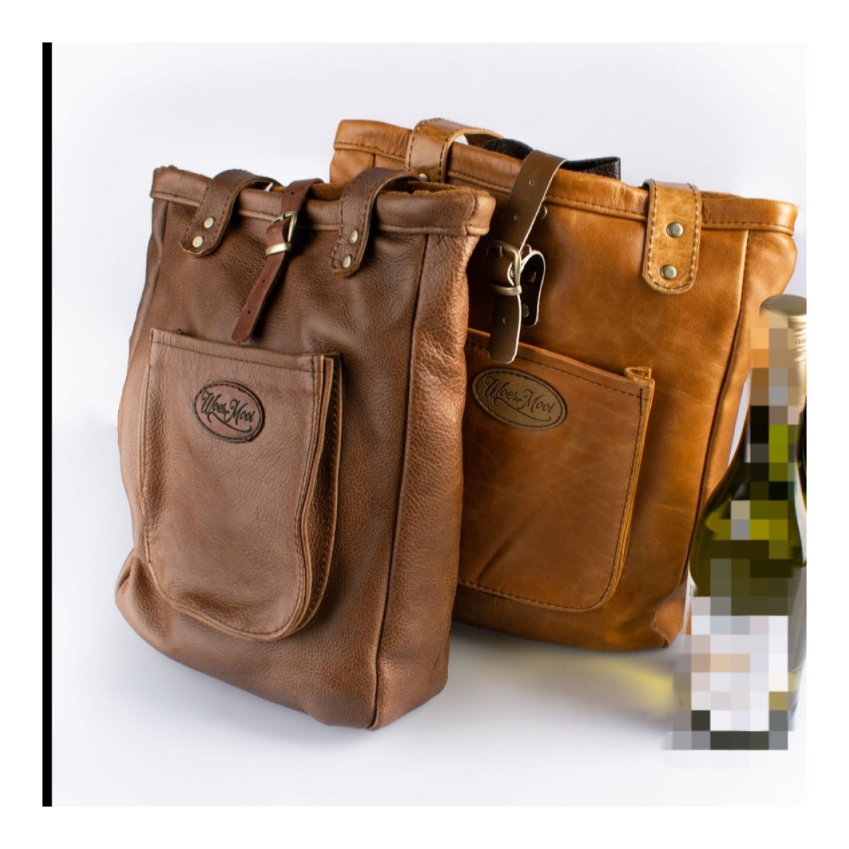 LEATHER WINEBAG - LIGHT BROWN