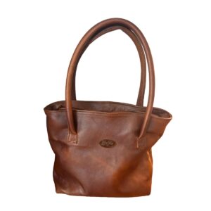 LEATHER SHOPPER HANDBAG - DARK BROWN