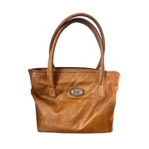 LEATHER SHOPPER HANDBAG - LIGHT BROWN