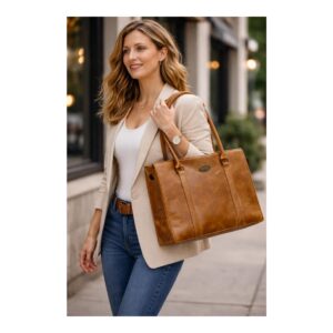 LEATHER URBAN HANDBAG - LIGHT BROWN