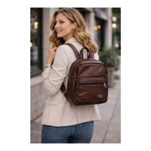 LEATHER URBAN BACKPACK - DARK BROWN