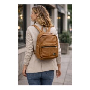 LEATHER URBAN BACKPACK - LIGHT BROWN