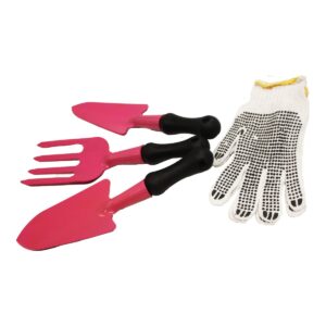 MTS GARDEN HAND TOOL SET P/3+GLOVE PINK