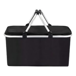 Bellade Picnic Basket Cooler Bag Food Carrier Bag - Plain Black
